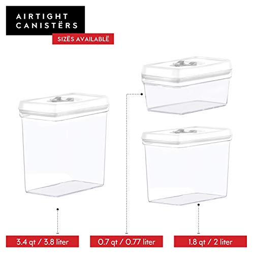 DWËLLZA KITCHEN Large Airtight Food Storage Containers with White Lids (3.8L, 0.8L) - Clear Plastic Bulk Food Pantry & Kitchen Storage Containers for Flour, Sugar 4 Pc BPA-Free, Keeps Fresh & Dry - color: 06 - 3.8 liters & .77 liter (Set of 4)