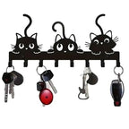 Key Holder Wall Mounted with Screws and Anchors, Black Multifunctional Key Hanger with 8 Hooks, Entryway Front Door Kitchen Hallway Garage Office - color: 3 Cats Black