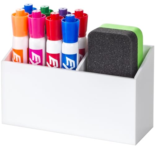 BEYGORM Magnetic Dry Erase Marker Holder for Whiteboard,Non-slip Acrylic Magnet Pen Holder for Fridge Refrigerator,Locker Organizer for Work,Locker Accessories,Pencil Cup for Desk(White) - color: White
