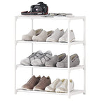 4-Tier Small Shoe Rack .Stackable Shoe Shelf Storage Organizer for Entryway Hallway Closet Bathroom Living Room (1-White) - color: White-1