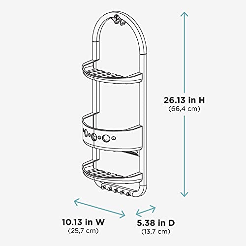 Zenna Home 5890KK, Large Over-the-Showerhead Caddy, Frosted