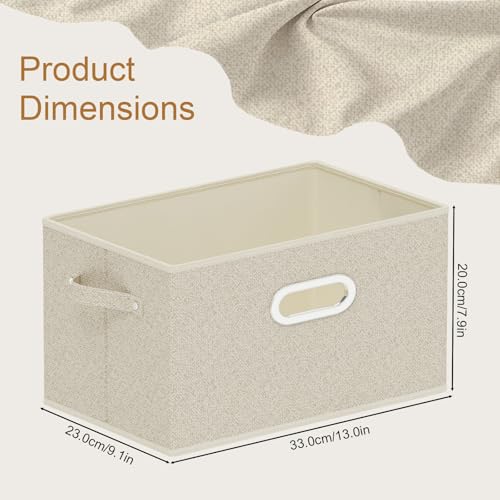 Open Storage Baskets, Collapsible Cube Bins, Fabric Container Organizer with Metal Handles, Boxes for Shelves, Closet, Living Room, 13x9.1x7.9in, Grey and Beige, 4 Pack - color: Beige/Gray, size: 13x9.1x7.9 in(4 Pack)