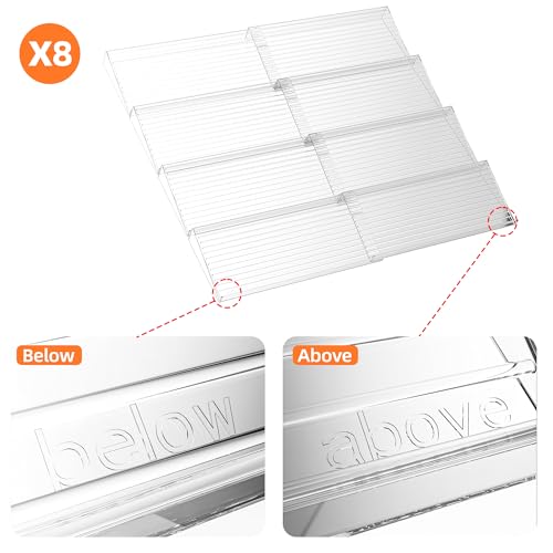 MUDEELA Clear Spice Drawer Organizer, 4 Tier- 2 Set (8 Packs) Spice Rack for Drawer, Expandable From 11" to 22" Kitchen Seasoning Organizers and Storage for Drawer (Jars not included) - color: Clear, size: 8 Packs