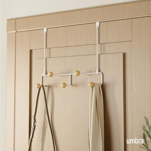 Umbra Estique Over The Door Coat Rack & Multi-Use Organizer, for Coats, Bags, Hats & More, Small, White/Natural - color: White/Natural, size: Small