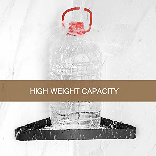 VOLPONE Bathroom Shelves Wall Mounted Glass Corner Shower Shelf for Bathroom Floating Shelf Tempered Glass Wall Organizer 2-Tier(Black) - color: Black(triangular)