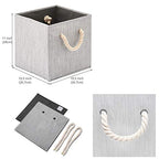 Foldable Bamboo Fabric Storage Bins [set of 4] with Cotton Rope Handles, Collapsible Organizer Boxes Basket - 10.5 x 10.5 x11 inch (Gray) - color: Gray