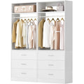 Besiost Closet System Set of 2, 4FT Closet Systems with 6 Wood Drawers, 48" Closet Organizer System with 2 Hanging Rods & 2 Shelves, Heavy Duty 48 Inch Walk-in Closet , White (48"L x 15" W x 80" H) - color: White, size: 4FT