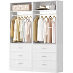 Besiost Closet System Set of 2, 4FT Closet Systems with 6 Wood Drawers, 48" Closet Organizer System with 2 Hanging Rods & 2 Shelves, Heavy Duty 48 Inch Walk-in Closet , White (48"L x 15" W x 80" H) - color: White, size: 4FT