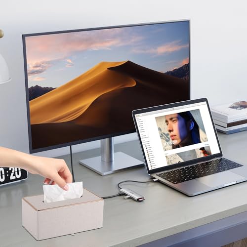 Tissue Box Cover Rectangle Tissue Box Holder PU Leather Facial Organizer with Magnetic Bottom,Decorative Napkin Caddy for Vanity Dresser Night Stand Table Countertop Home Office Car,Beige - color: Beige