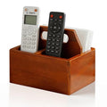 DAWASAPAT Acacia Wood Remote Control Holder with Handle, Desk Organizer with 3 Compartments, Wood TV Stand Decor, Easy Storage TV Remote Holder for Living Room, Bedside Caddy, Office Supplies