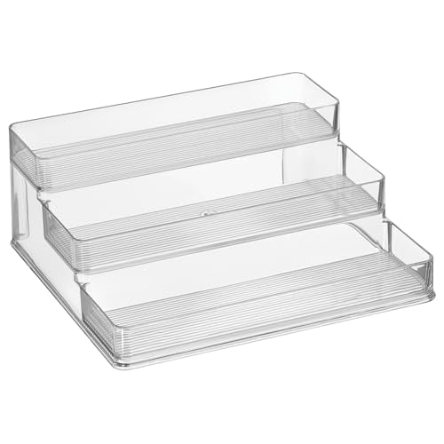 iDesign 3-Tier Spice Rack Organizer for Cabinets, Pantry or Countertop, Set of 2, Clear, Made in USA - style: Pack of 2