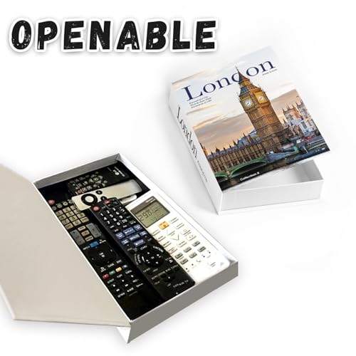 Decorative Storage Book Box – Hidden Storage for Remote Controls, Keys, and Small Items – Elegant Home Decor for Living Room, Bedroom, Coffee Table – Modern Style Faux Book Organizer (London) - style: London