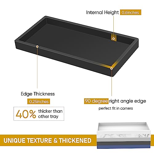 Silicone Bathroom Tray,Shatterproof Small Black Bathroom Tray,High-Grade Silicone Durable Vanity Trays for Bathroom Soap Dispenser Tray Toilet Tank Tray-7.8 * 3.9 in - color: Black, size: Small-7.8*3.9 in