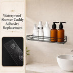 16 Pcs Shower Caddy Adhesive Replacement, Strong Shower Shelf Adhesive,WaterProof Showers Adhesives Strip, Ad-hesive Hook for Showers, No Drilling for Bathroom Storage Shelve and Kitchen Rack - color: 16pcs Transparent