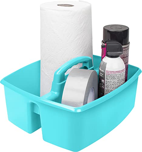 Storex 2-Compartment Large Craft Caddy – Multipurpose Classroom Organizer with Handle, Teal, 1-Pack (00959C06C) - color: Teal, size: 1-Pack, style: Large