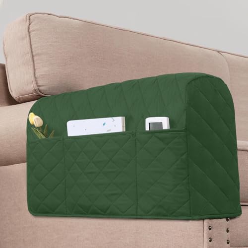 2 Pack Water Resistant Armrest Covers for Chairs and Sofas Couch Arm Covers for Sofa with 3 Pockets for Phone Sofa Arm Protector for Pets, Cats (Avocado Green) - color: Avocado Green