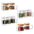 Acrylic Spice Rack Wall Mount-6 Inch, Clear Spice Shelf Storage Holder, 4 Pack Hanging Seasoning Rack Organizer for Cabinet Door, Cupboard or Wall Kitchen (Adhesive or Screw) - size: 6"- 4 Pack
