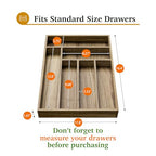 Kiasthome Acacia Wood Silverware Drawer Organizer, Kitchen Utensil Cutlery Drawer Organizer with Dividers, Flatware Organizer, Silverware Tray Holder for Spoons, Forks, 11.8''x16.5'' (6 Slots) - size: 6 Slots