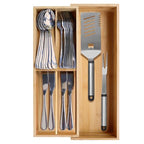 guiogc Expandable Bamboo Kitchen Drawer Organizer - Silverware Organizer - Utensil Holder and Cutlery Tray for Flatware Organizers and Kitchen Utensils - size: 10"Wx16"D (Expandable)