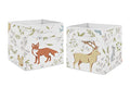 Sweet Jojo Designs Woodland Animal Toile Foldable Fabric Storage Cube Bins Boxes Organizer Toys Kids Baby Childrens for Collection Set of 2 - color: Woodland Animals