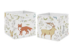 Sweet Jojo Designs Woodland Animal Toile Foldable Fabric Storage Cube Bins Boxes Organizer Toys Kids Baby Childrens for Collection Set of 2 - color: Woodland Animals