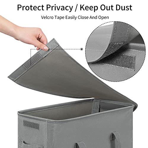 Chrislley 60L Slim Laundry Hamper with Lid Narrow Laundry Basket with Handle Upgrade Foldable Dirty Clothes Hamper Portable Skinny Hamper Organizer Storage Bins (25.6 inches, grey) - color: grey