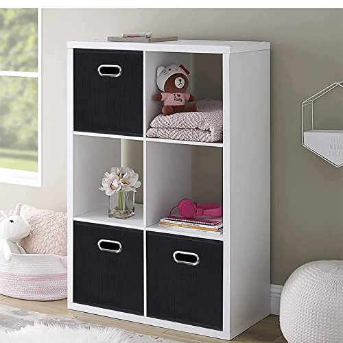 STOREONE Black Fabric Storage Bins Cubes Baskets Containers-(11X11X11) with Dual Handles Cube Storage Organizer Bins for Shelf Closet, Bedroom Organizers, Foldable Set of 3 (Black ) - color: Black, size: 3 pack