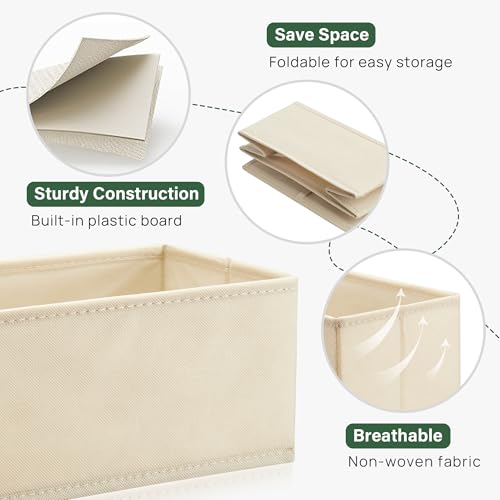 Kootek 16 Pack Drawer Organizer Clothes, Dresser Drawer Organizers for Clothing Fabric Foldable Closet Organizers and Storage Bins for Baby Clothes, Nursery, Underwear, Bras, Socks - color: Beige