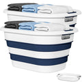 OOAMBB 43L(11.5Gallon) Collapsible Laundry Baskets plastic, Pop Up Laundry hamper/Storage Container, Foldable Laundry Basket with Large Capacity,Sturdy,Space Saver (Blue, 2 Packs) - color: Blue