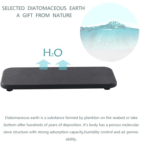 NiuYichee 2 Pcs Water Absorbing Stone Trays, Kitchen/Bathroom Sink Soap Dish, Diatomite Tray Used for Hand Soap & Cosmetic Bottles in the Modern Home, 4" W x 9" L, Dark Gray - color: Dark Gray, size: 9" x 4"