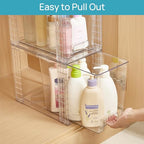 Vtopmart 2 Pack Clear Stackable Storage Drawers,9.7" High Plastic Organizers Bins for Skincare, Bathroom Supplies,Ideal for Cabinet,Undersink,Vanity,Kitchen,Pantry Organization - size: 2Pack 9.7"H