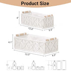 Nonam Macrame Storage Baskets, Boho Decor Style Woven Storage Boxes for Home Organization, Toilet Tank Shelf Cabinet Organizer Baskets,Set of 2 - White