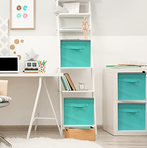Simple Houseware Foldable Cube Storage Bins, 11-Inch Turquoise, 6-Pack Fabric Cubes Organizer for Closet or Shelves - color: Turquoise