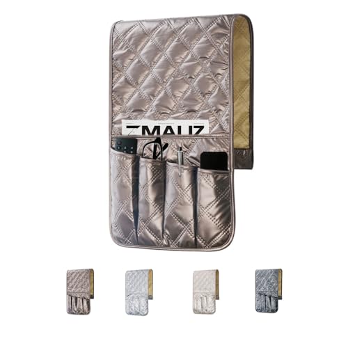 Remote Control Holder for Couch, Armchair Caddy for Recliner Sofa Armrest Organizer, PU Waterproof Non-Slip Bedside Storage with 5 Pocket for Cell Phone TV Remote Magazine Tablet Glass Brown - color: Brown