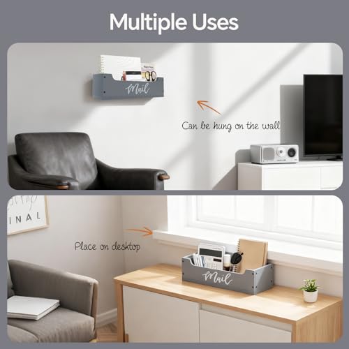 White Wooden Mail Organizer Countertop (Grey + White) - color: Grey + White