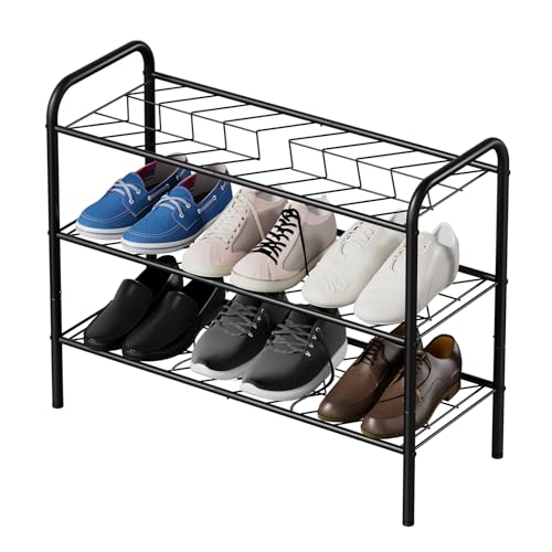 Shoe Rack,Long Shoe Organizer for Closet,Wide Shoe Storage for Entryway, 3 Tier Sturdy Metal Free Standing Shoe Shelf - size: 3-tier-short