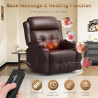 Home Theater Seating Power Recliner Chair, Massage Reclining Sofa with Cup Holders, Wall Hugger RV Recliners,145° Adjustable Recline & Pockets for Movie Room(Brown, Single Chair) - color: Brown, size: Single Chair 34''