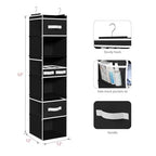 Univivi 6 Shelf Hanging Closet Organizer and Storage with 4 Removable Drawers & 6 Side Pockets,Wardrobe Clothes Organizer,Closet Hanging Shelves,Hanging Storage Organizer,Foldable