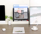 EasyPAG Mesh Desk Paper Organizer Wall Hanging File Holder with 3 Upright File Organizer and Sliding Drawer,Black - color: Black