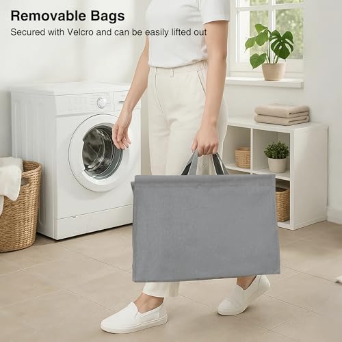 STO STO 3-Tier Vertical Rolling Laundry Hamper with Removable Bags, 120L Stackable Laundry Sorter Basket, Clothes Hamper with Wheels for Small Spaces, Closet, Bedroom, Bathroom, Laundry Room, Gray - color: Gray Fabric