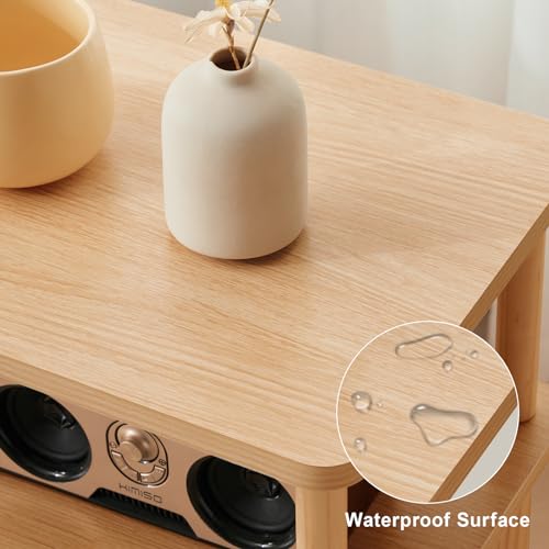 Apicizon 3 Tier End Table, Record Player Stand with Storage Shelf, Wooden Vinyl Record, Nightstand Bedside Table for Small Spaces, Bedroom, Living Room, Easy Assembly, Natural - color: Natural, size: 1 Set, style: 3 Tier