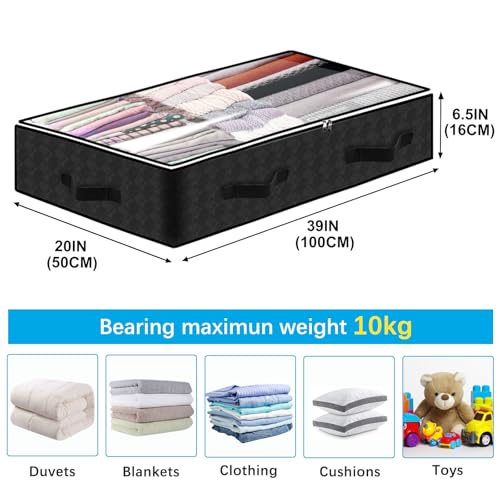 2 Pack Under bed Storage Containers, 90L Large Capacity Bedroom Closet Organizers and Storage Bins Foldable Underbed Storage Bags for Clothes, Blanket, Towels, Comforter, Sweaters, Linen Sheet Black - color: 2 Pack - Black