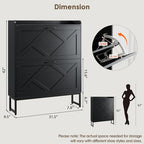 Nicetree Shoe Storage Cabinet with 2 Flip Drawers, Freestanding Shoe Organizer, Shoe Cabinet with Metal Legs, Narrow Shoe Rack Cabinet, Farmhouse Slim Shoe Cabinet for Entryway, Foyer, Hallway, Black - color: Black, style: 2-Drawers