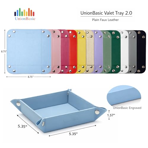 UnionBasic Small Valet Tray, Jewelry Tray for Rings Watches Earrings, Entryway Catchall Caddy for Coins Keys Change, Nightstand Bedside Valet Holder, Trays for Electronic Gadgets, Candy Pink - color: Candy Pink, size: 5.4" x 5.4" x 1.6"