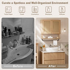 INNOD Rattan Bathroom Wall Cabinet with Towel Bar, Wall-Mounted Medicine Cabinet with Adjustable Wood Shelf & Doors, Over the Toilet Storage Cabinet for Laundry Room & Kitchen & Living Room - color: Rubberwood