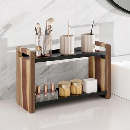 Bathroom Counter Organizer,Bathroom Counter Shelf,Bathroom Organizers,Under Sink Organizer,Cologne Organizer For Men,Cologne Cabinet,Spice Rack Organizer for Cabinet,Gifts(Brown 2 Tier) - color: Brown 2 Tier