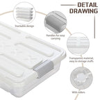 Beeveer 4 Pcs Plastic Under Bed Storage Containers with Lid Wheel Handle, Transparent Large Capacity Stackable Latching Storage Bins for Closet Bedroom Clothes Shoes Blanket(23.7 x 15.8 x 5.2,White) - color: White