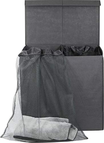 Simple Houseware Double Laundry Hamper with Lid and Removable Laundry Bags, Dark Grey - color: Dark Grey