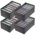 Ohlove 4Pcs Large Wardrobe Clothes Organizer, 6/9 Grids Foldable Jeans Closet Drawer Organizer Storage Box with Handles for Pants, T-shirts, Sweater, Scarves, Bras (17.3"x11.8"x7.9")