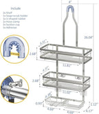 OMAIRA Shower Caddy Hanging with Soap Scrub Holder, Stainless Steel Adjustable No Drilling Non-Slip Large Capacity Sturdy Over Shower Head Shower Organizer Inside Shelves Bathroom Storage Rack, Silver - color: Silver